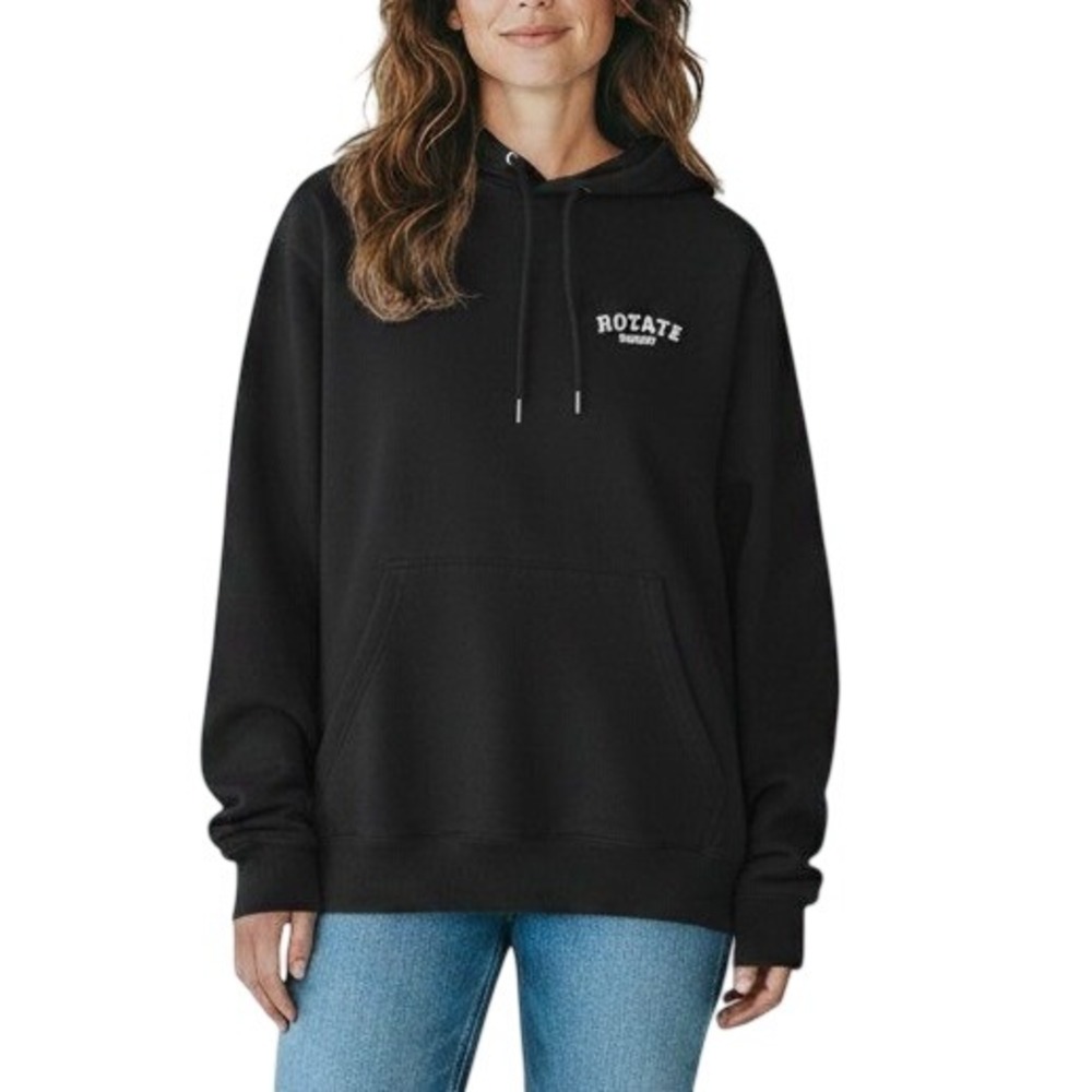 ROTATE SUNDAY x Birger Christensen Black Hoodie with White Embroidered Logo
